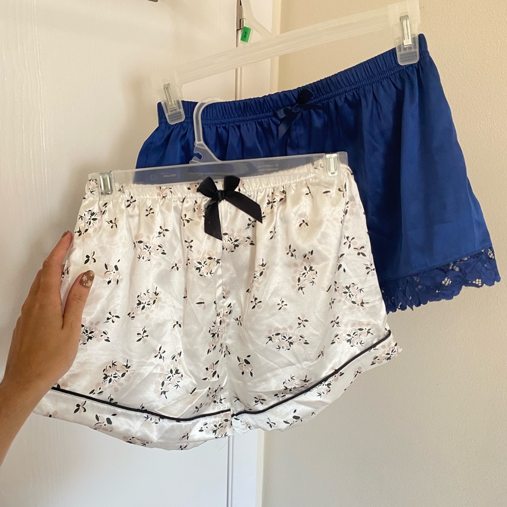 Floral and Blue Pajama Shorts Set